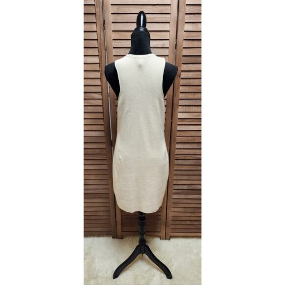 Express Womens Size XL Sleeveless Mini Waffle Knit Rib Polo Textured Cream Dress - Picture 6 of 7